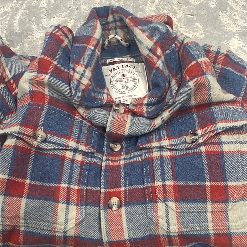 Fat Face Red and Blue Lightweight Shirt Jacket